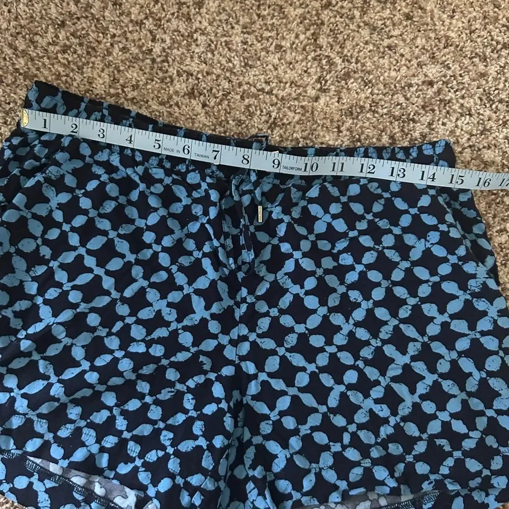 Michael Michael Kors Blue and Black Flowy Geometric Pattern Shorts